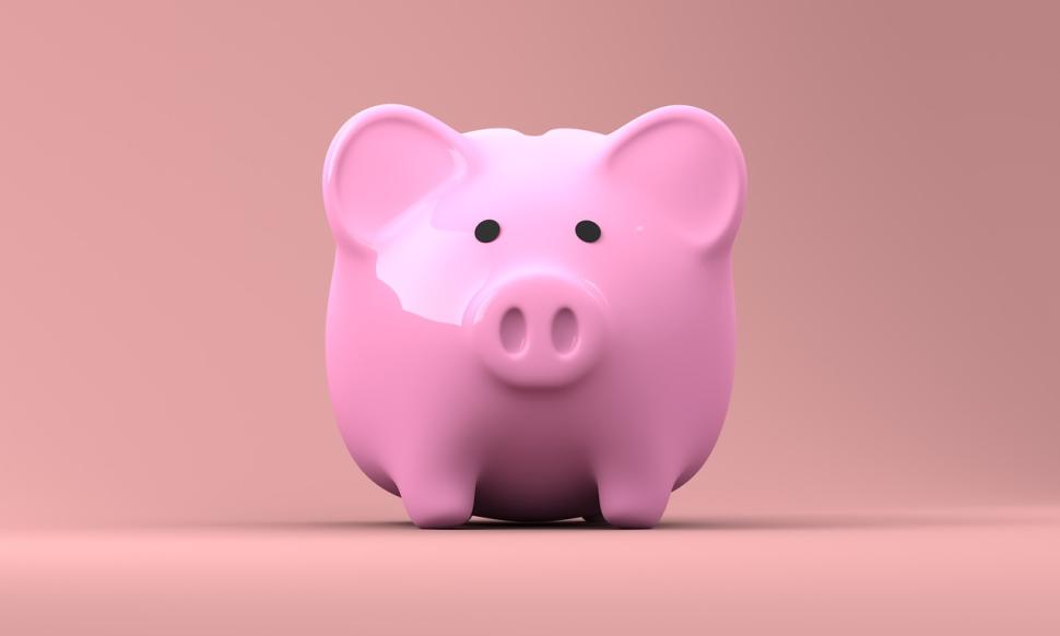 Pink ceramic piggy bank 