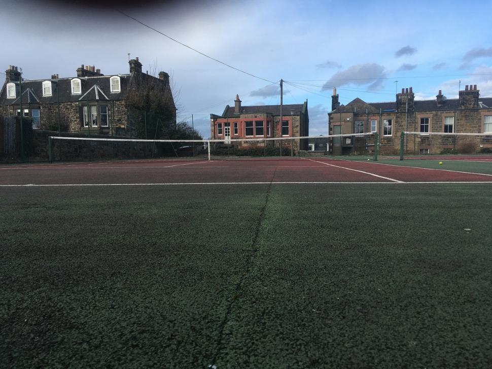 Old tennis court surface