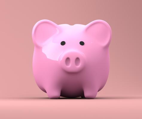 Pink ceramic piggy bank 