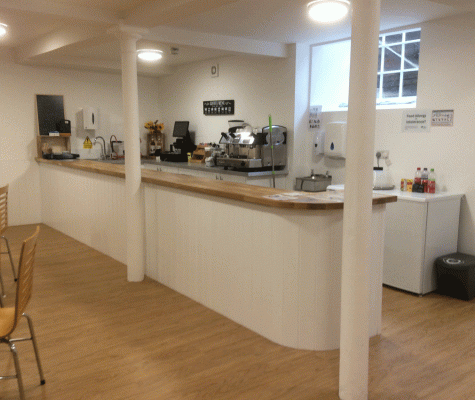 Cafe in basement of Bridgwater Baptist Church