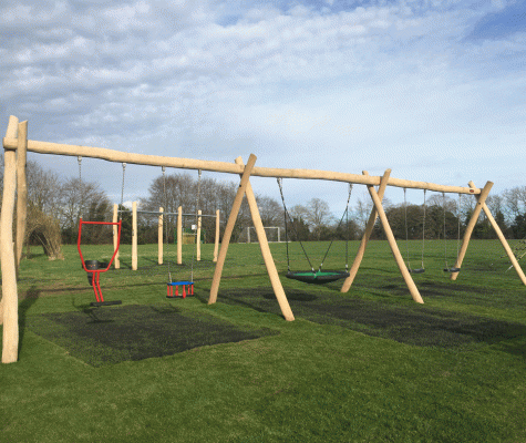 Wide view of new swings